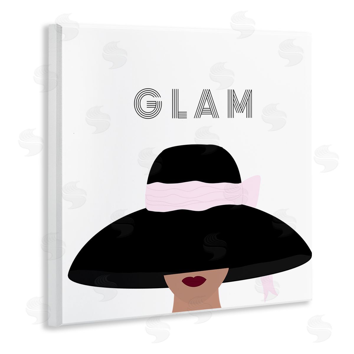 Ashley Singleton Glam Text Fashionista Female Black Pink Hat  Wooden Wall Plaque Art Print
