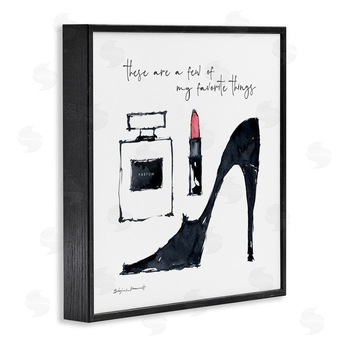 Stephanie Workman Marrott My Favorite Things Phrase Perfume Lipstick Fashion Shoes Black Framed Glicee Wall Art Print