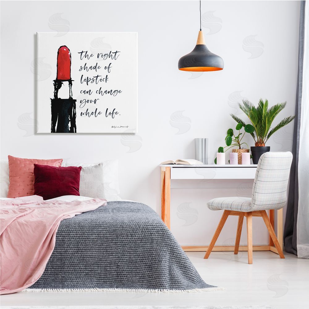 Stephanie Workman Marrott Right Shade Lipstick Change Whole Life Fashion Phrase Canvas Wall Art in Room