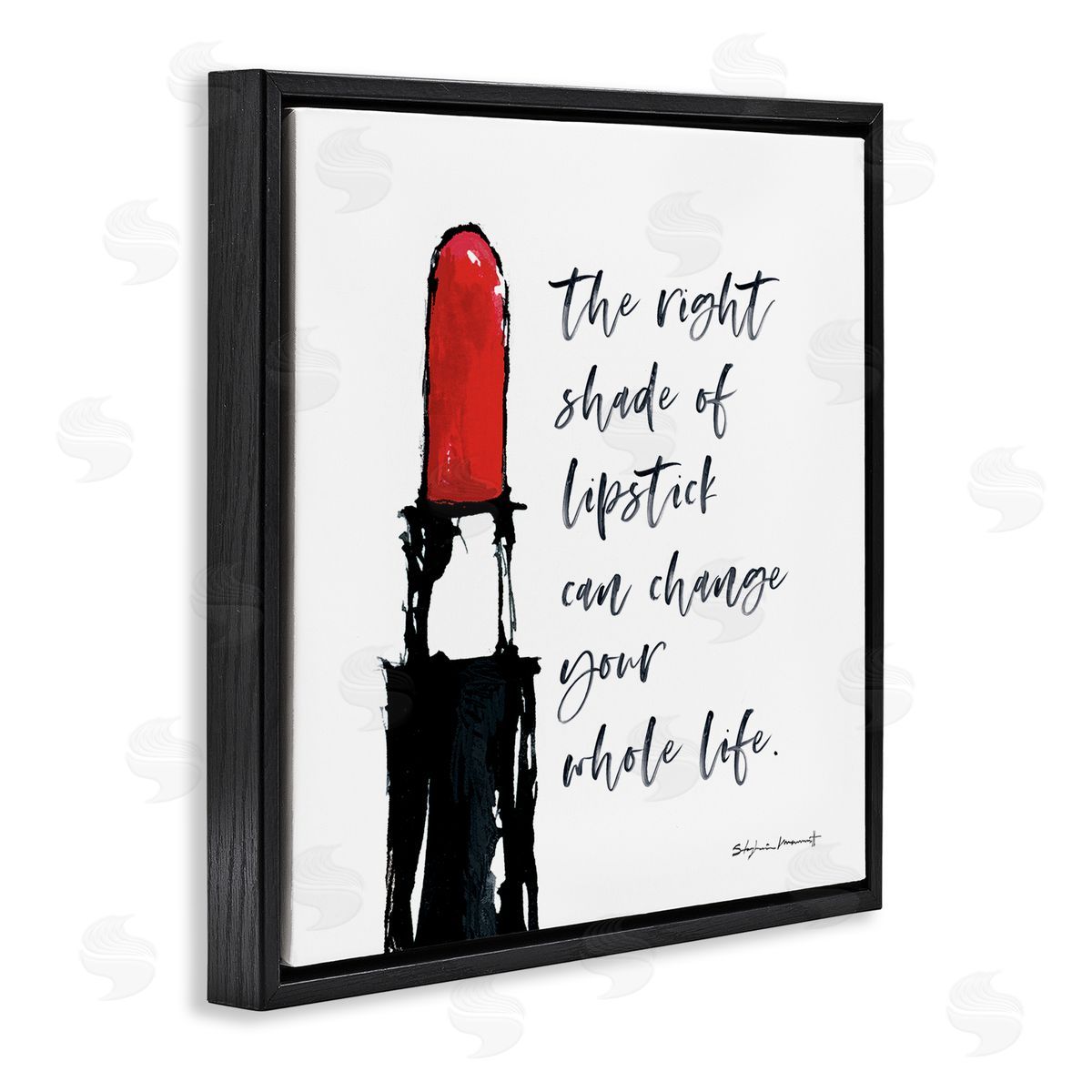 Stephanie Workman Marrott Right Shade Lipstick Change Whole Life Fashion Phrase Black Floating Frame Canvas Wall Art Print
