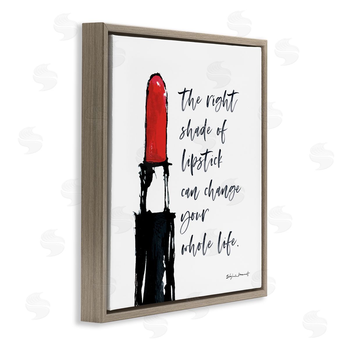 Stephanie Workman Marrott Right Shade Lipstick Change Whole Life Fashion Phrase Brown Floating Frame Canvas Wall Art Print
