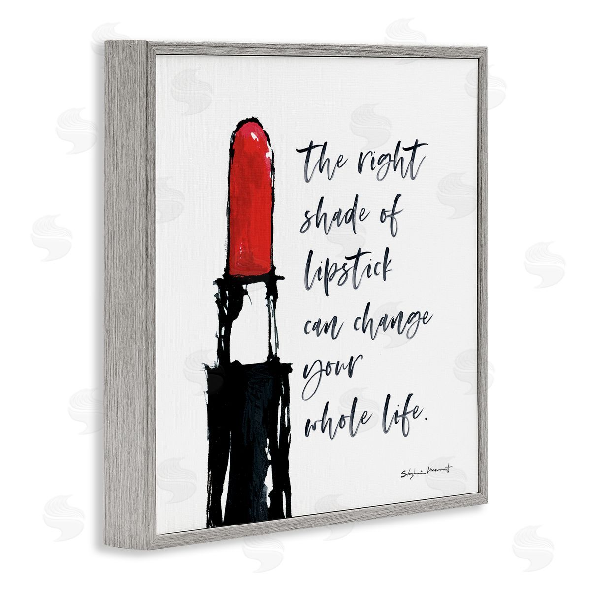Stephanie Workman Marrott Right Shade Lipstick Change Whole Life Fashion Phrase Gray Framed Glicee Wall Art Print