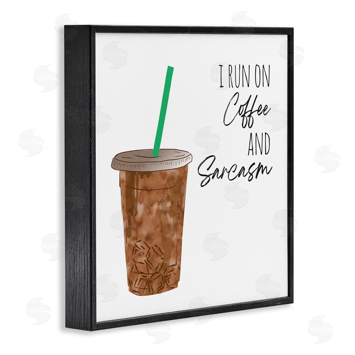Jennifer McCully Run On Coffee And Sarcasm Funny Beverage Phrase Black Framed Glicee Wall Art Print