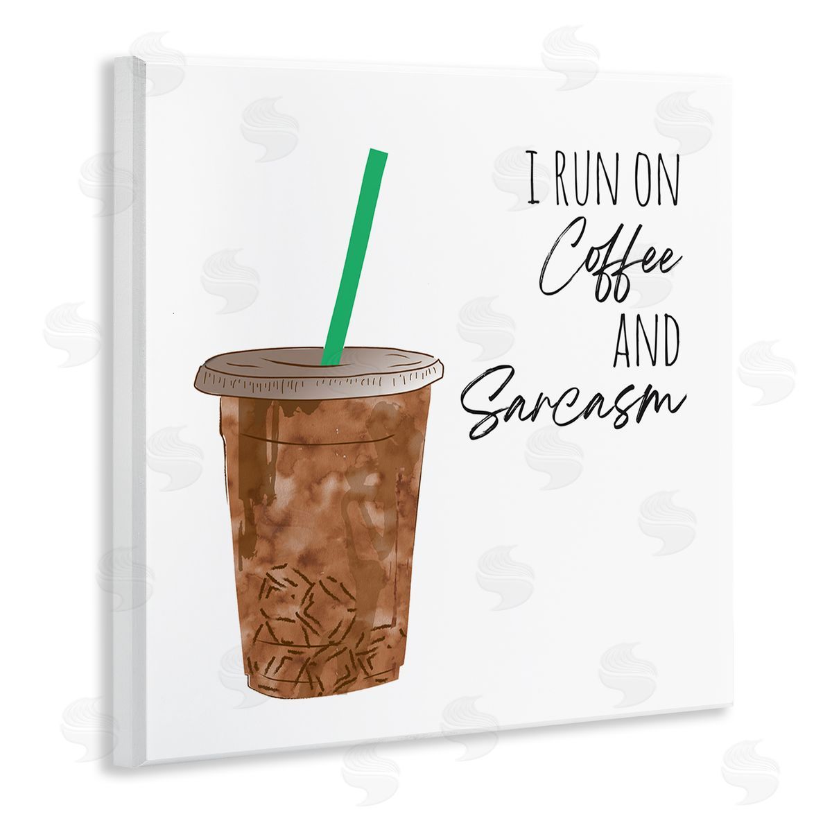 Jennifer McCully Run On Coffee And Sarcasm Funny Beverage Phrase Wooden Wall Plaque Art Print