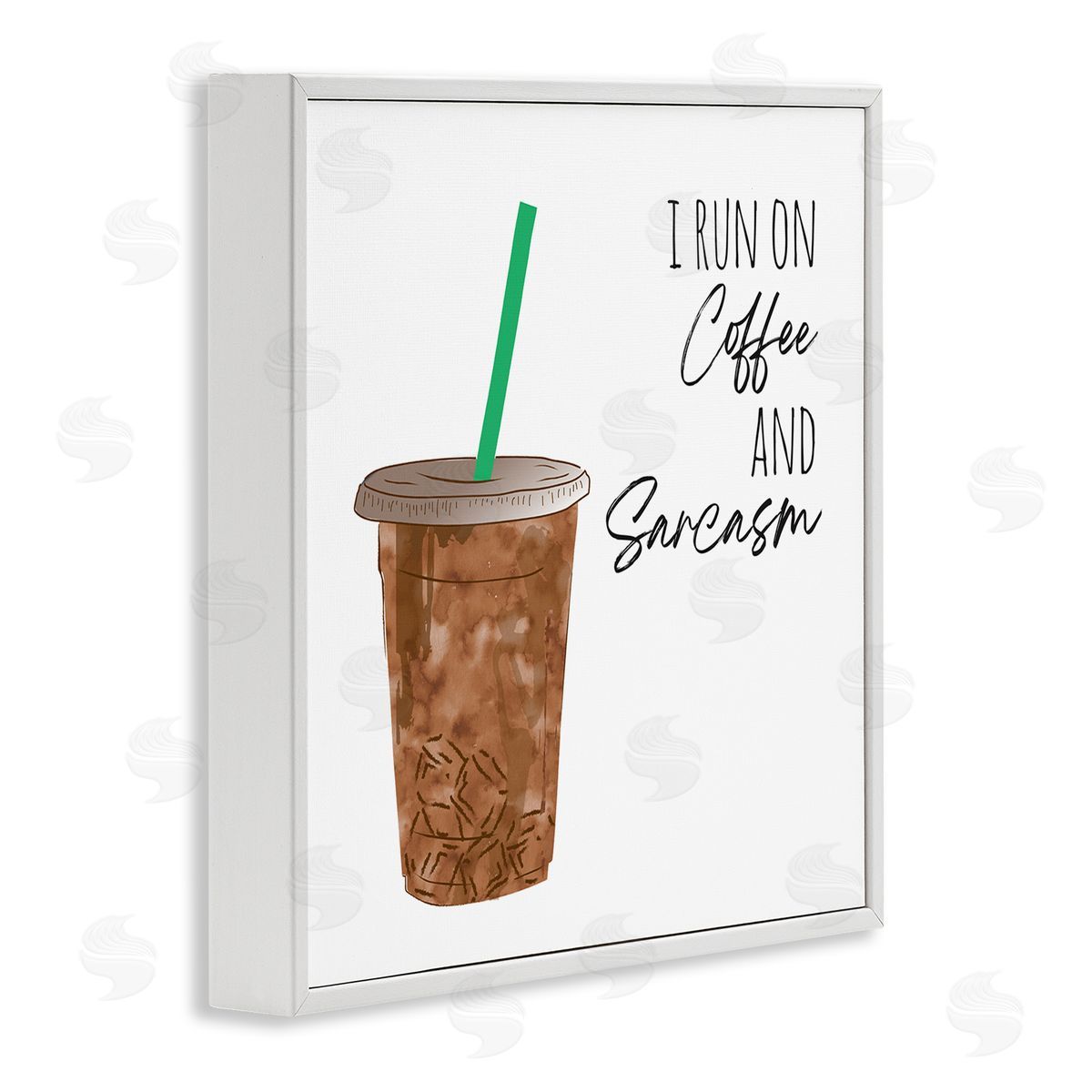 Jennifer McCully Run On Coffee And Sarcasm Funny Beverage Phrase White Framed Glicee Wall Art Print