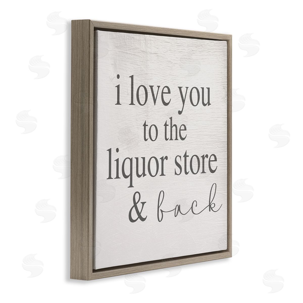 Stupell Studio Love You To Liquor Store & Back Phrase Brown Floating Frame Canvas Wall Art Print