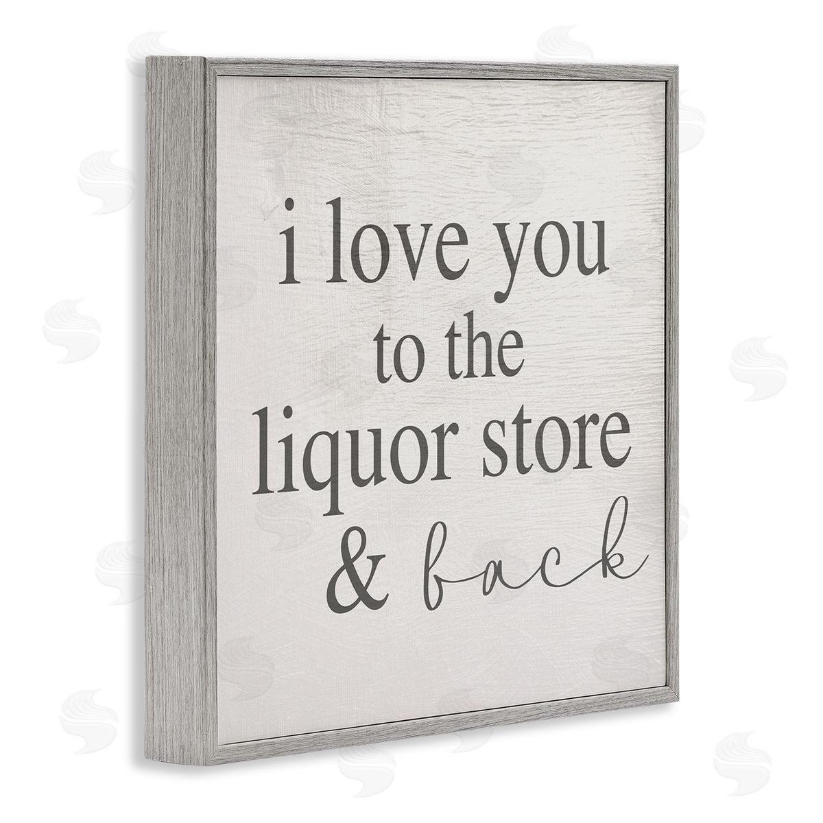 Stupell Studio Love You To Liquor Store & Back Phrase Gray Framed Glicee Wall Art Print
