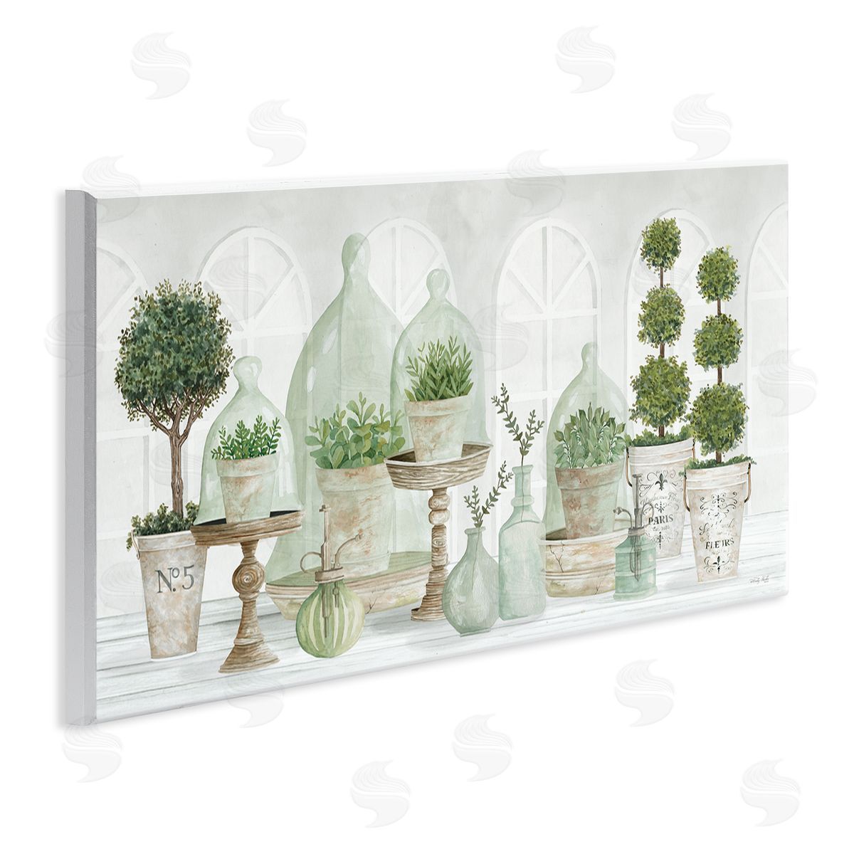 Cindy Jacobs Parisian Plant Tabletop Green Leaves Traditional Cloches