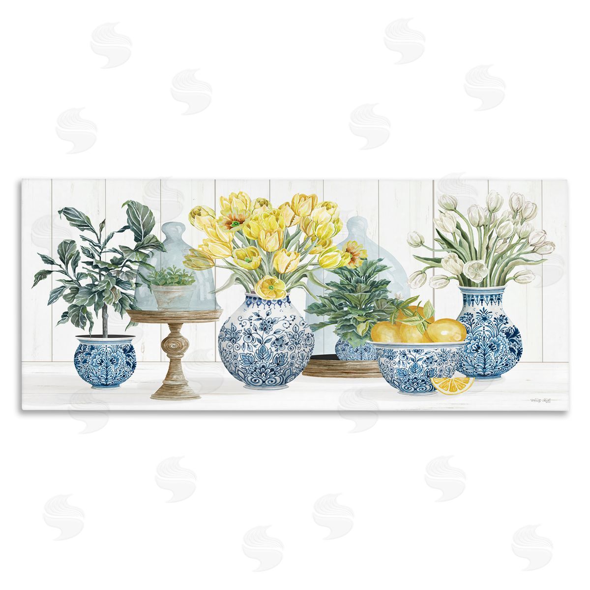 Yellow Tulips & Lemon Fruits Canvas Wall Art, Home Decor by Cindy Jacobs