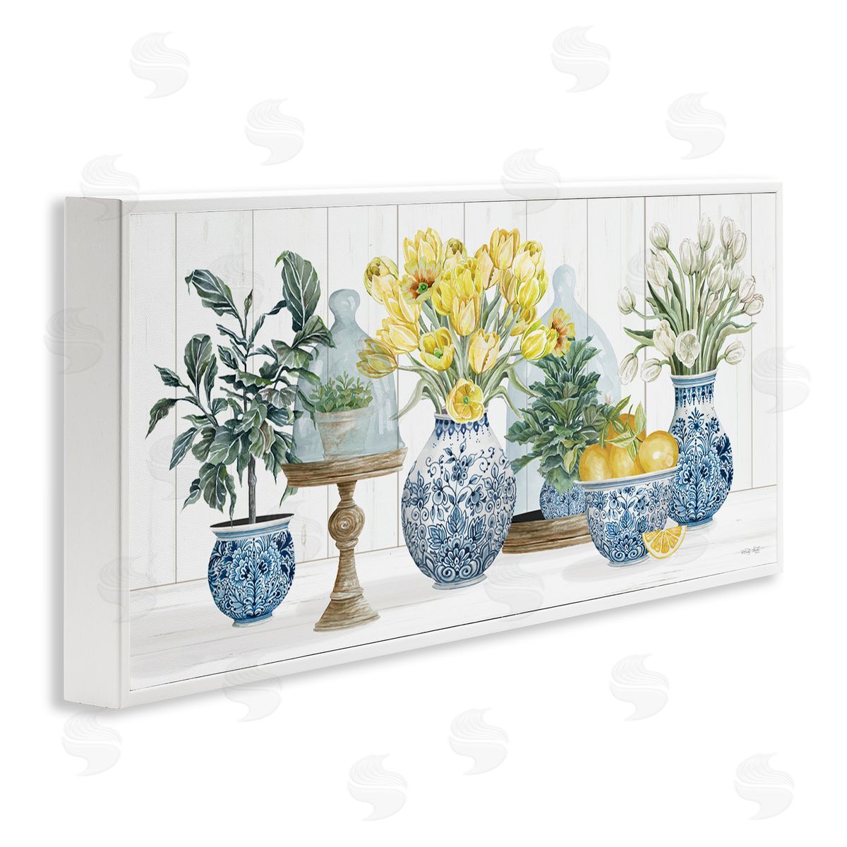 Yellow Tulips & Lemon Fruits White Frame Print Wall Art, Home Decor by Cindy Jacobs