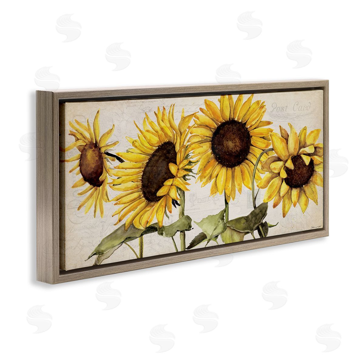 Stephanie Workman Marrott Summer Sunflower Florals Vintage Postcard Text Pattern