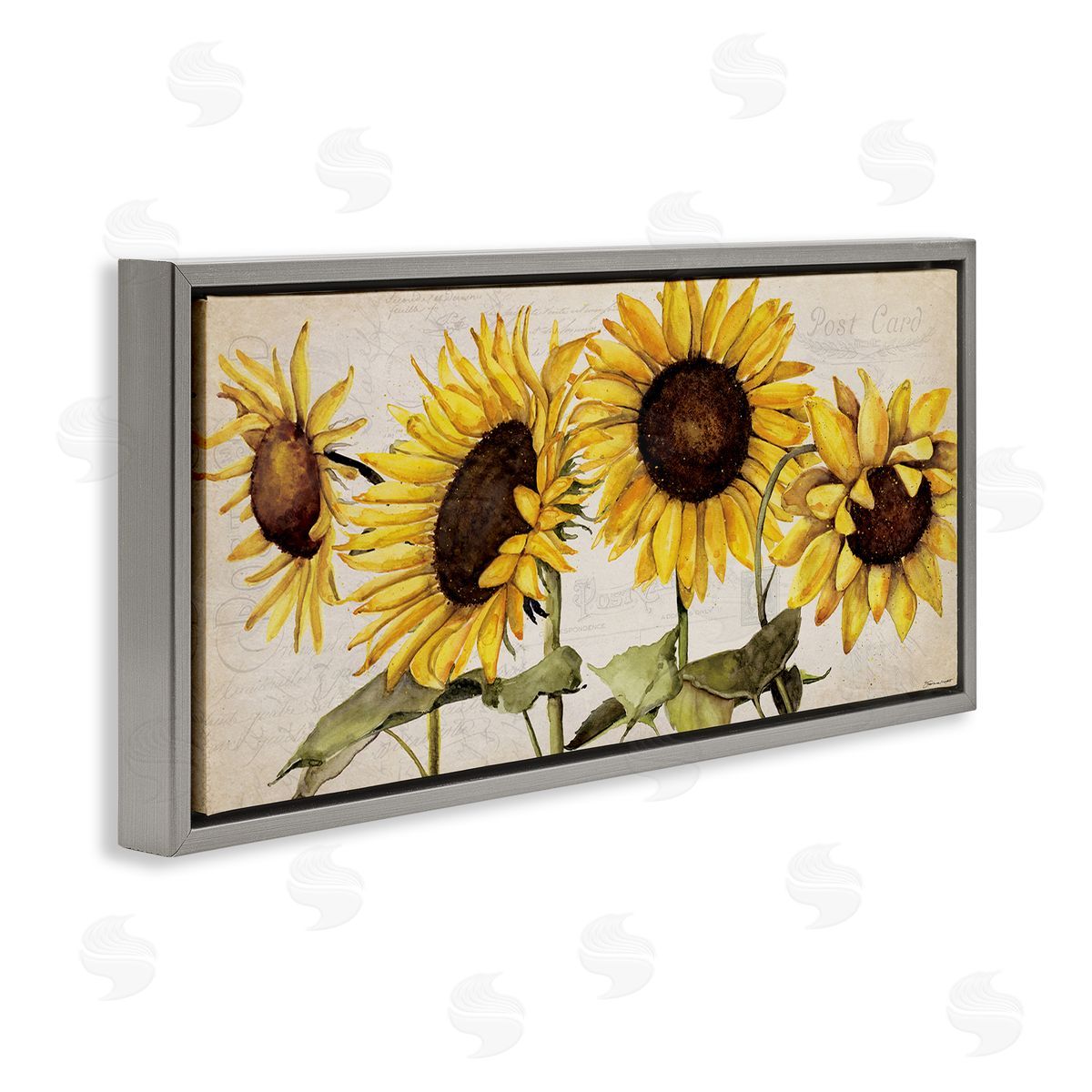 Stephanie Workman Marrott Summer Sunflower Florals Vintage Postcard Text Pattern