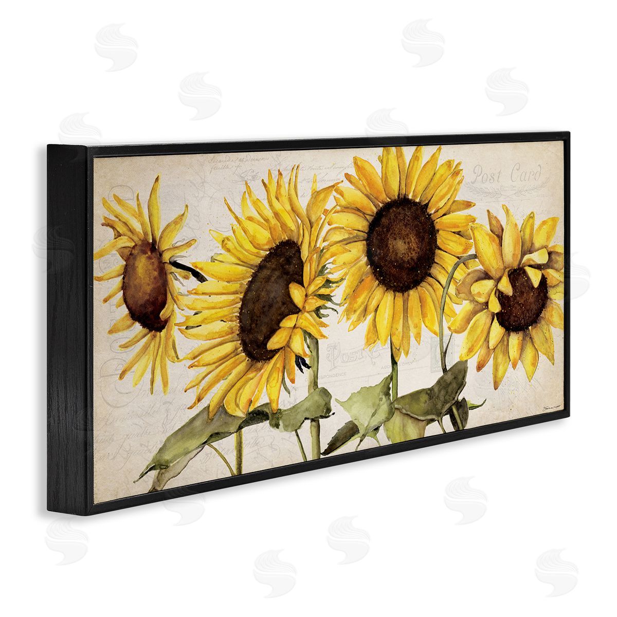 Stephanie Workman Marrott Summer Sunflower Florals Vintage Postcard Text Pattern