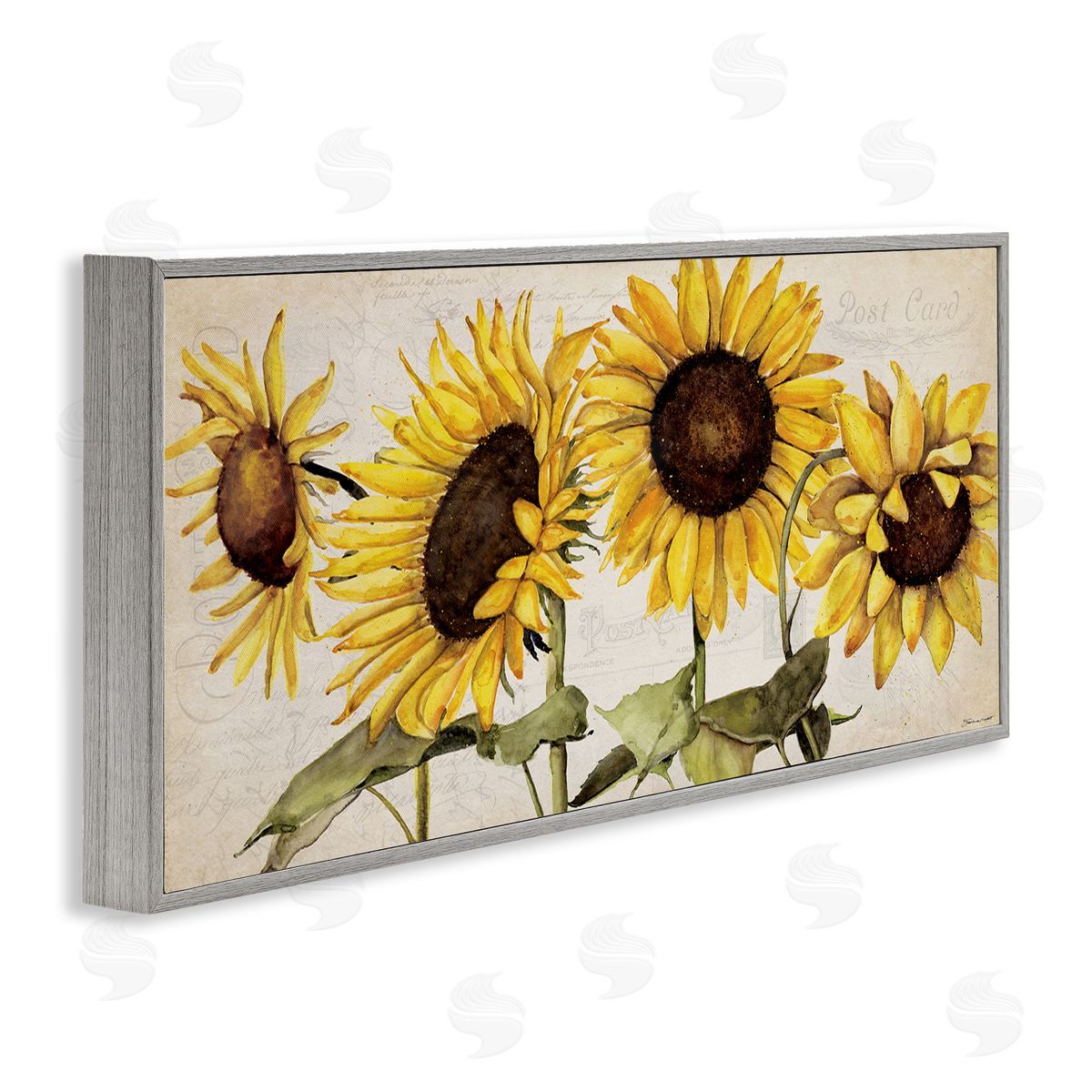 Stephanie Workman Marrott Summer Sunflower Florals Vintage Postcard Text Pattern