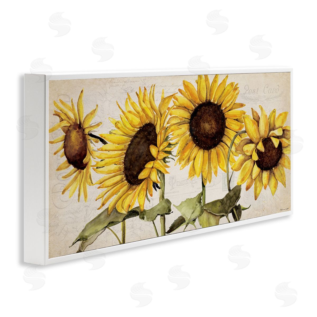 Stephanie Workman Marrott Summer Sunflower Florals Vintage Postcard Text Pattern