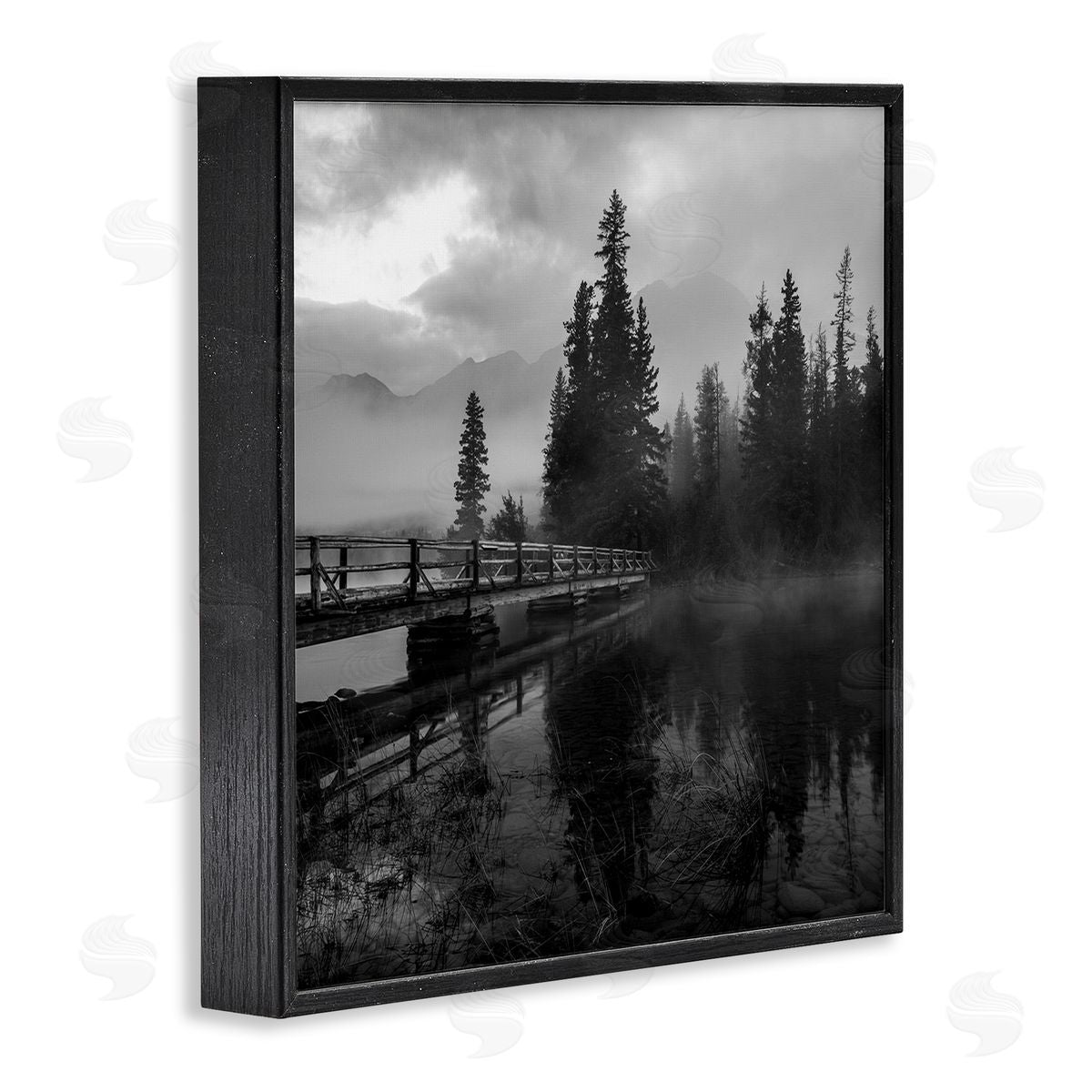 Daniel Sproul Foggy Lake Water Sky Misty Forest Rustic Photography Black Framed Glicee Wall Art Print