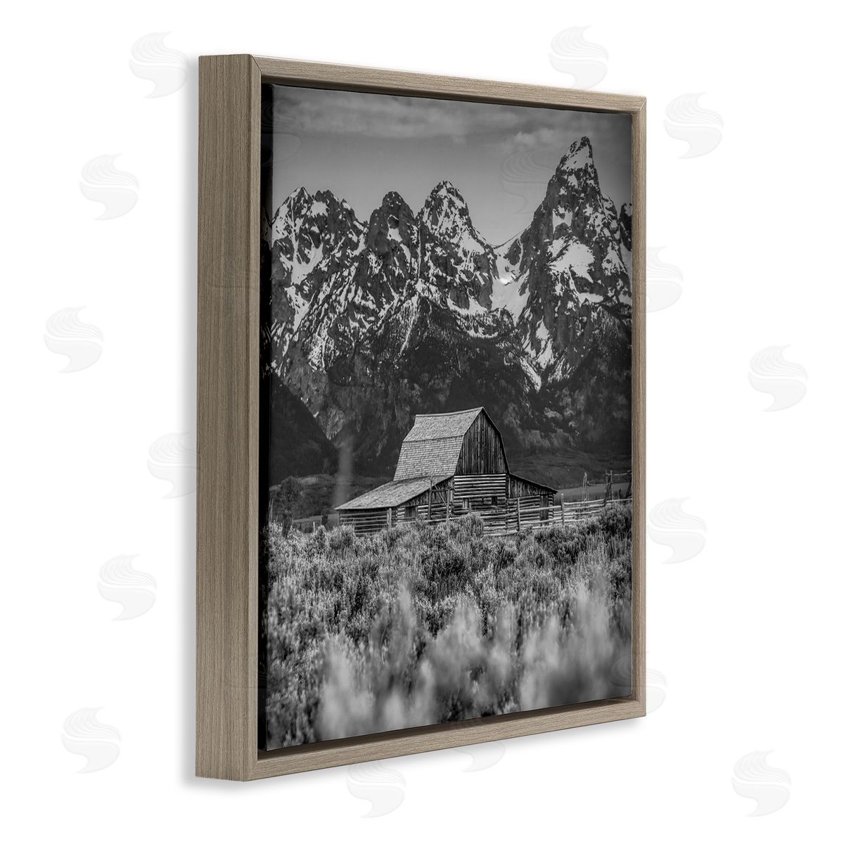 Daniel Sproul Farm Barn Mountain Landscape Rural Countryside Photography Brown Floating Frame Canvas Wall Art Print