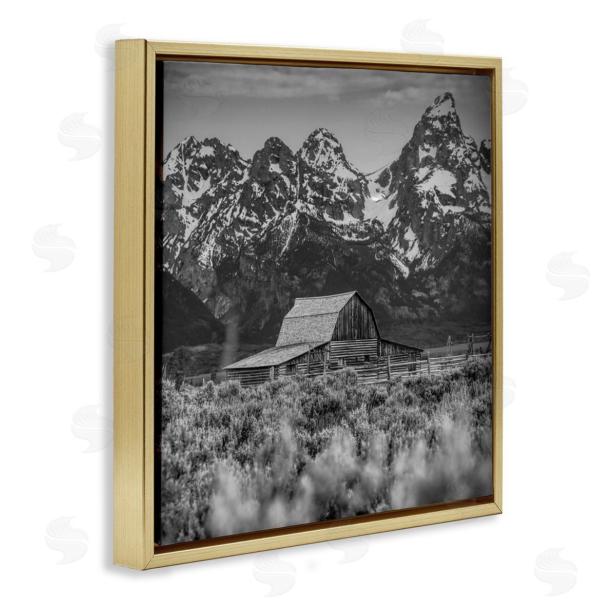 Daniel Sproul Farm Barn Mountain Landscape Rural Countryside Photography Gold Floating Frame Canvas Wall Art Print