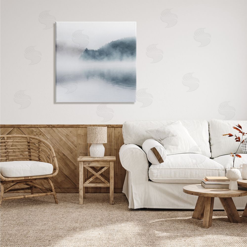 Carol Robinson Heavy Fog Lake Landscape Dense Mist Photography Canvas Wall Art in Room