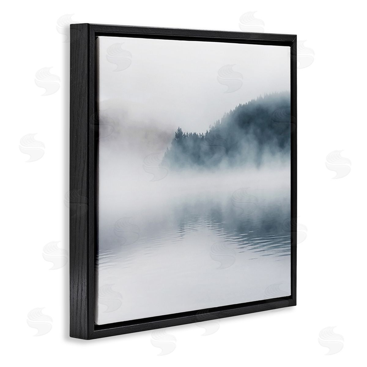 Carol Robinson Heavy Fog Lake Landscape Dense Mist Photography Black Floating Frame Canvas Wall Art Print