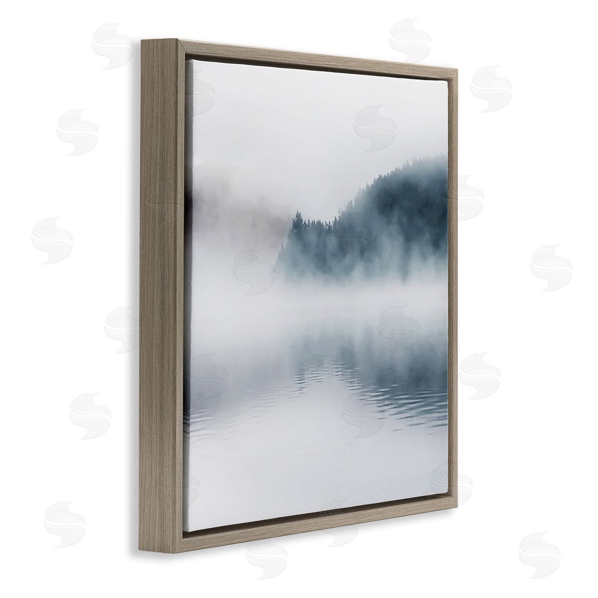 Carol Robinson Heavy Fog Lake Landscape Dense Mist Photography Brown Floating Frame Canvas Wall Art Print