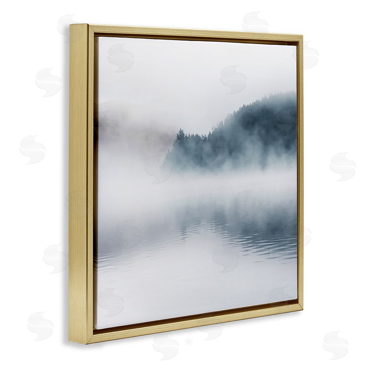 Carol Robinson Heavy Fog Lake Landscape Dense Mist Photography Gold Floating Frame Canvas Wall Art Print