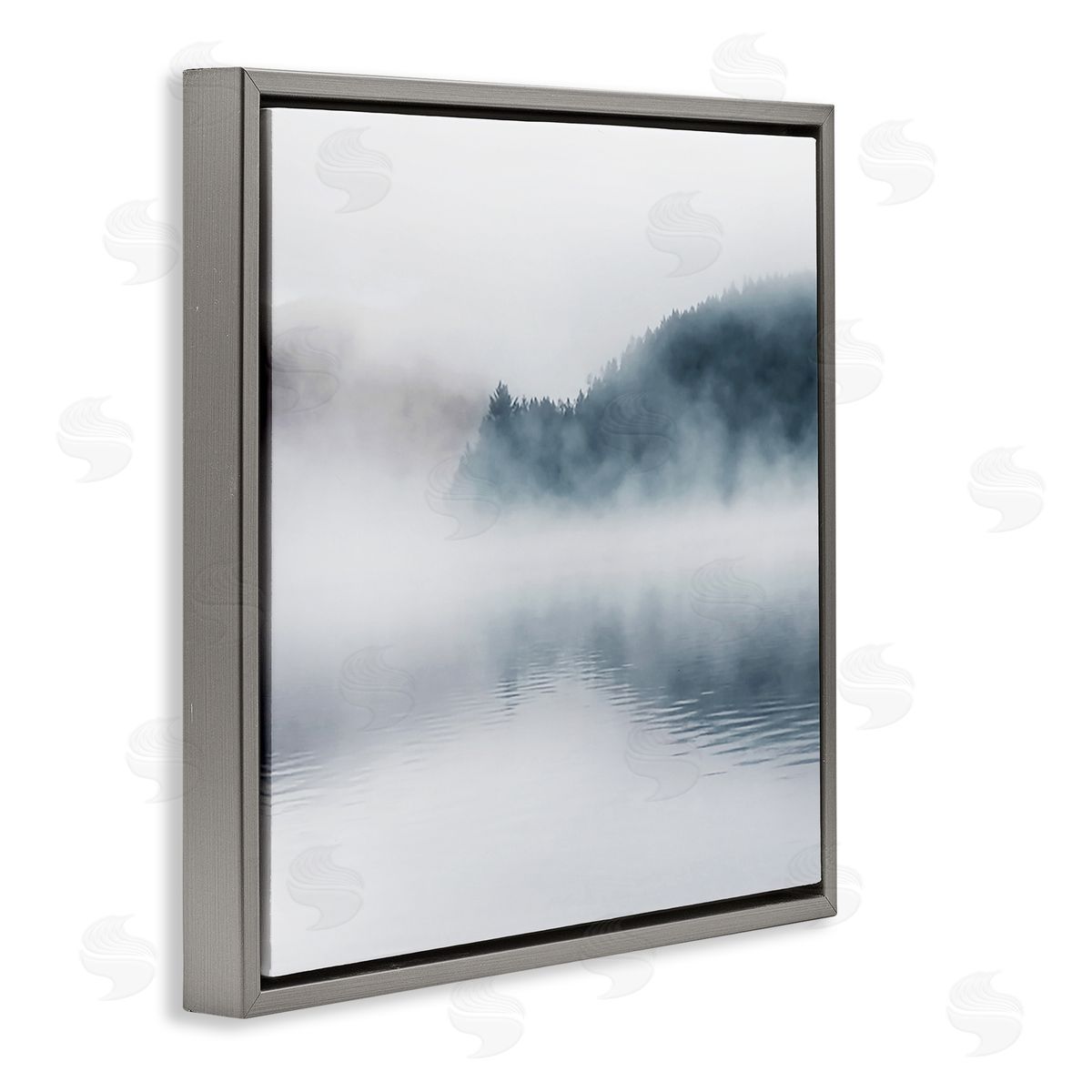 Carol Robinson Heavy Fog Lake Landscape Dense Mist Photography Gray Floating Frame Canvas Wall Art Print
