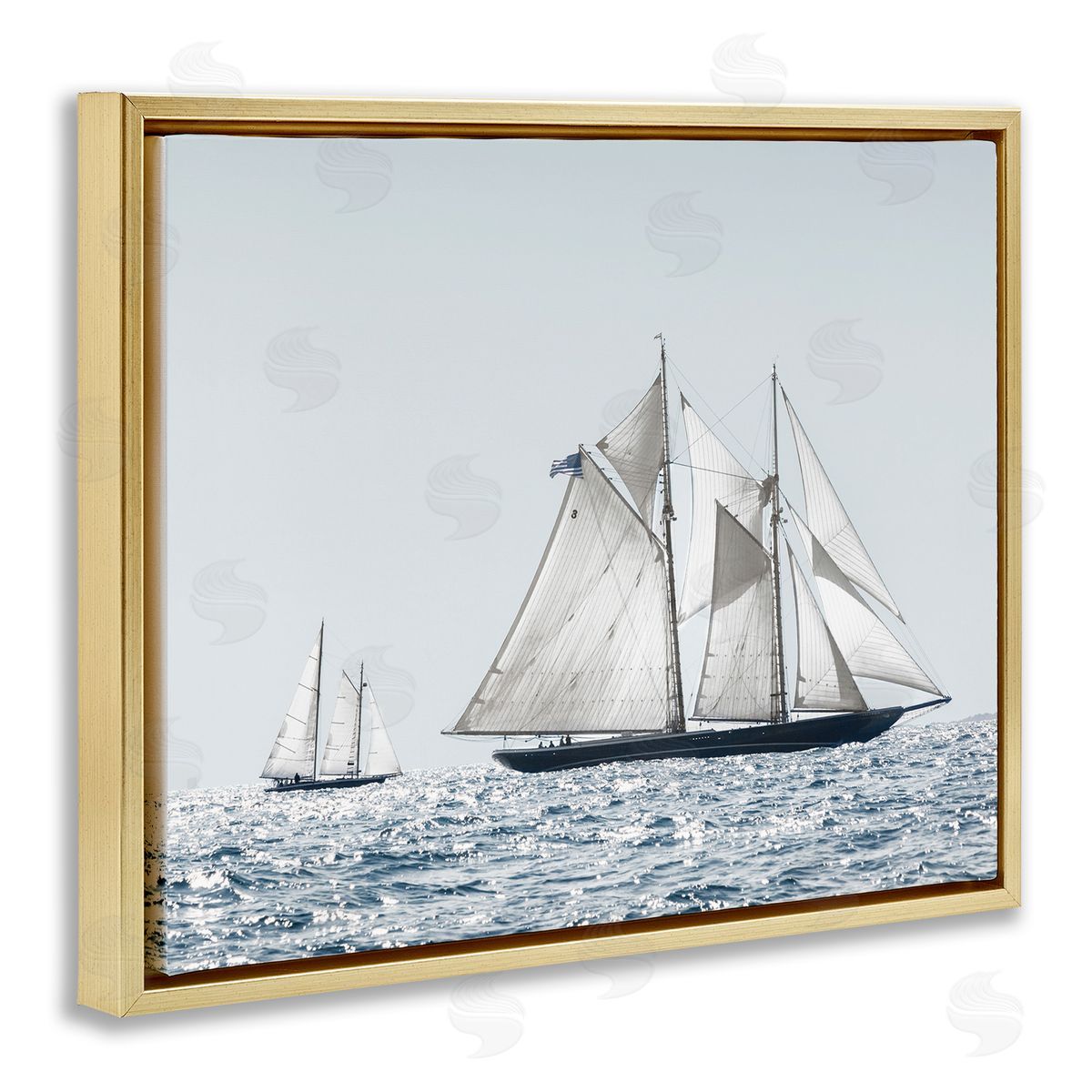 Traditional Sailboat Photograph Gold Floating Frame Canvas Wall Art, Home Decor by Danita Delimont