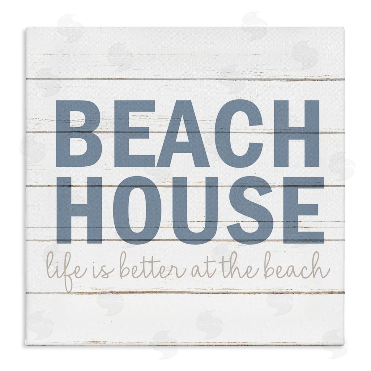 Kim Allen Beach House Life Is Better Phrase Planked Pattern Stretched Canvas Wall Art Print