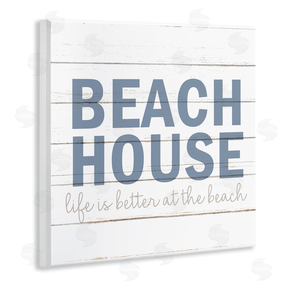 Kim Allen Beach House Life Is Better Phrase Planked Pattern Wooden Wall Plaque Art Print