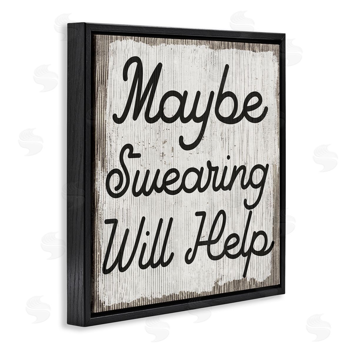 Stupell Studio Maybe Swearing Will Help Funny Rustic Phrase Black Floating Frame Canvas Wall Art Print