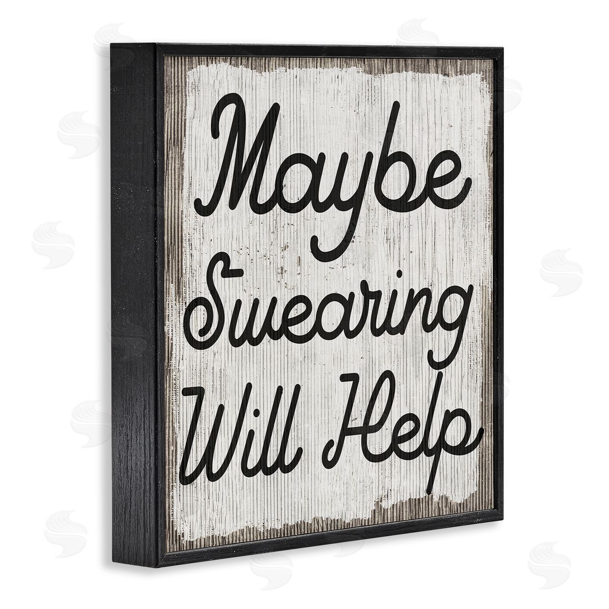 Stupell Studio Maybe Swearing Will Help Funny Rustic Phrase Black Framed Glicee Wall Art Print