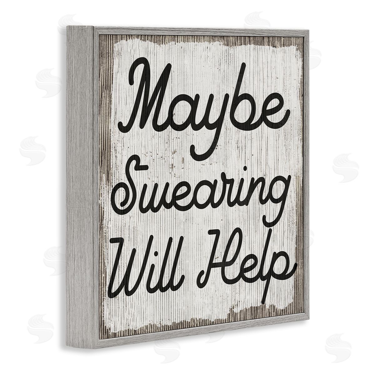 Stupell Studio Maybe Swearing Will Help Funny Rustic Phrase Gray Framed Glicee Wall Art Print