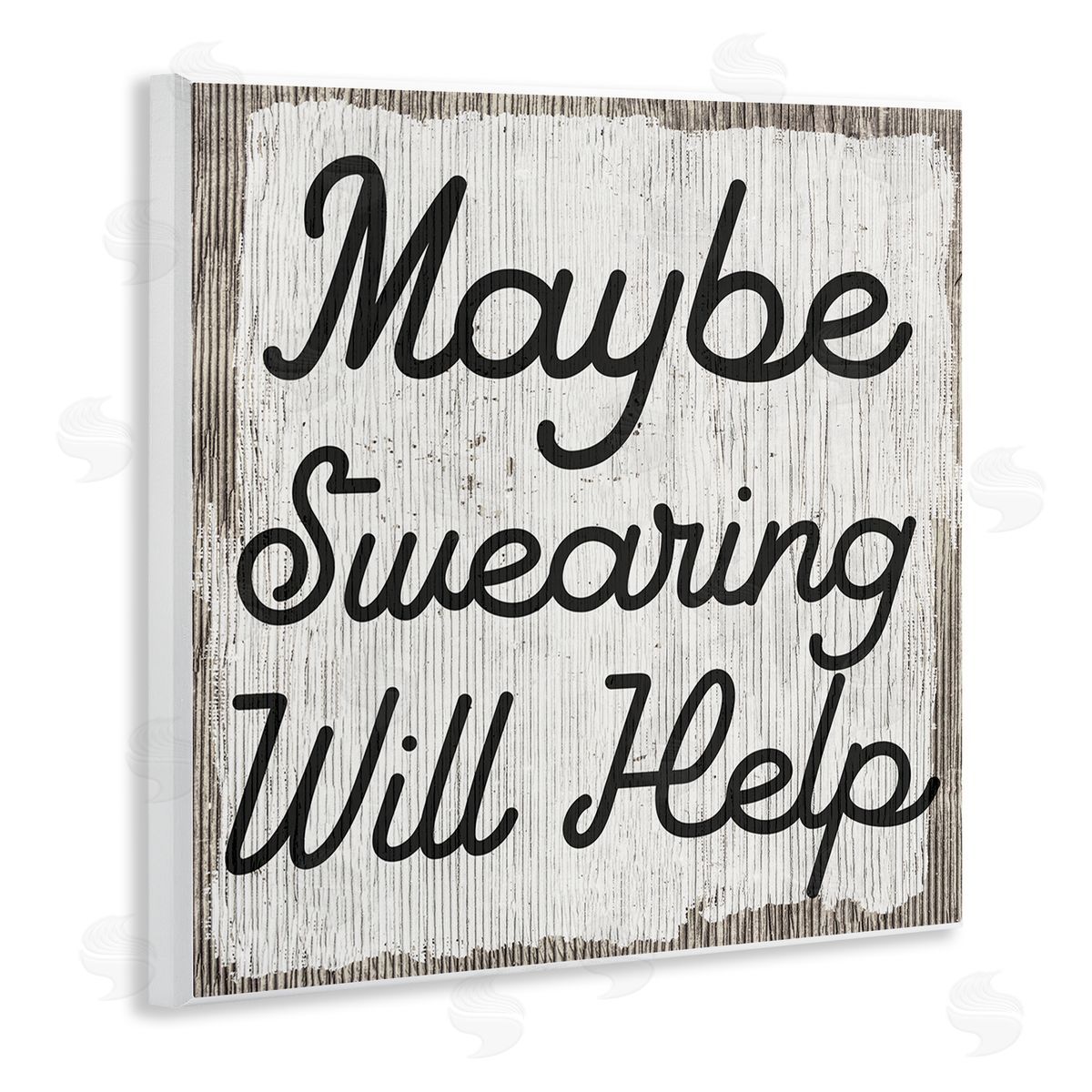 Stupell Studio Maybe Swearing Will Help Funny Rustic Phrase Wooden Wall Plaque Art Print