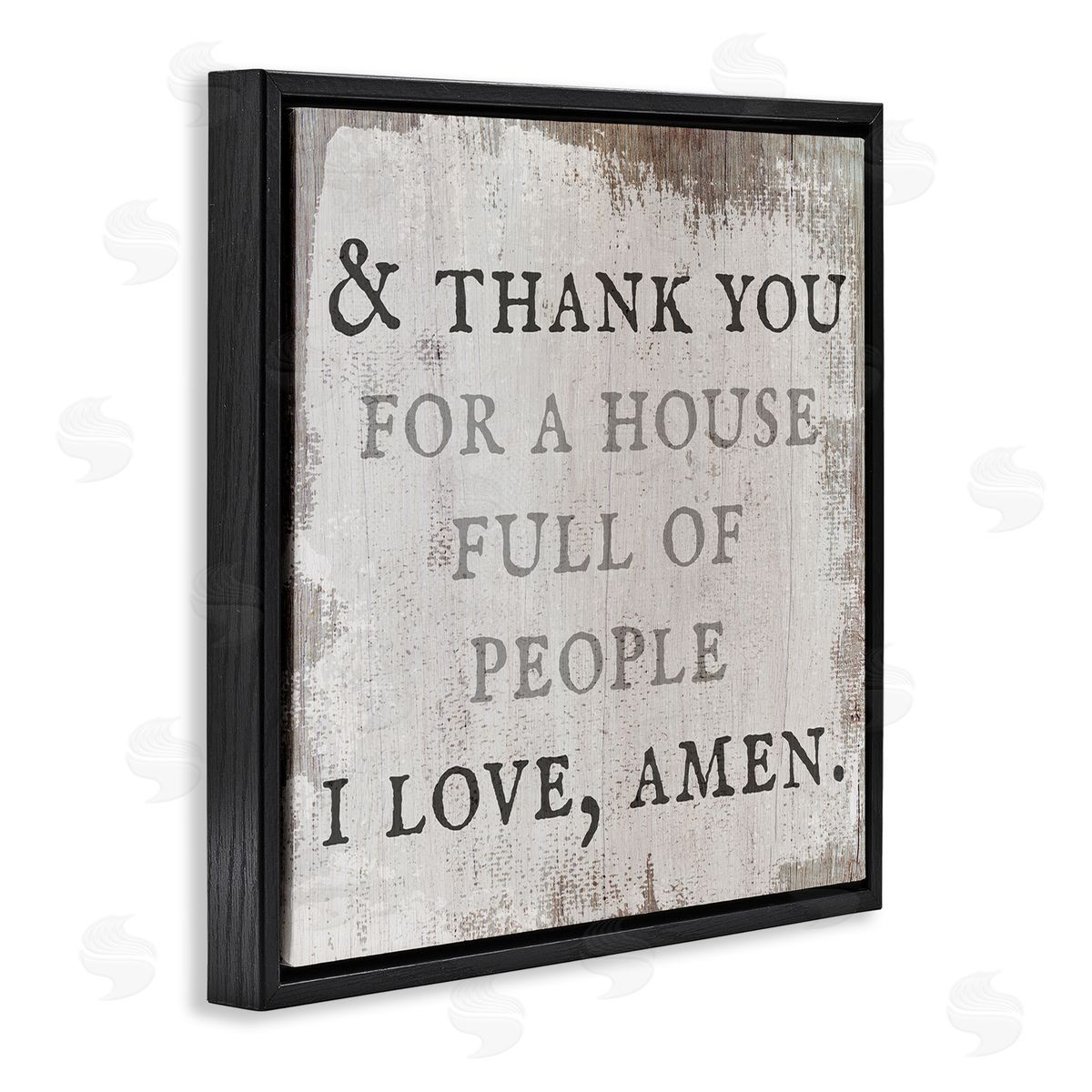 Stupell Studio House Full Of People Amen Phrase Rustic Family Black Floating Frame Canvas Wall Art Print