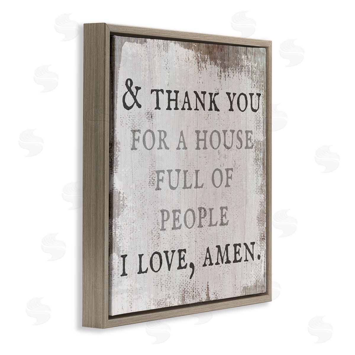 Stupell Studio House Full Of People Amen Phrase Rustic Family Brown Floating Frame Canvas Wall Art Print