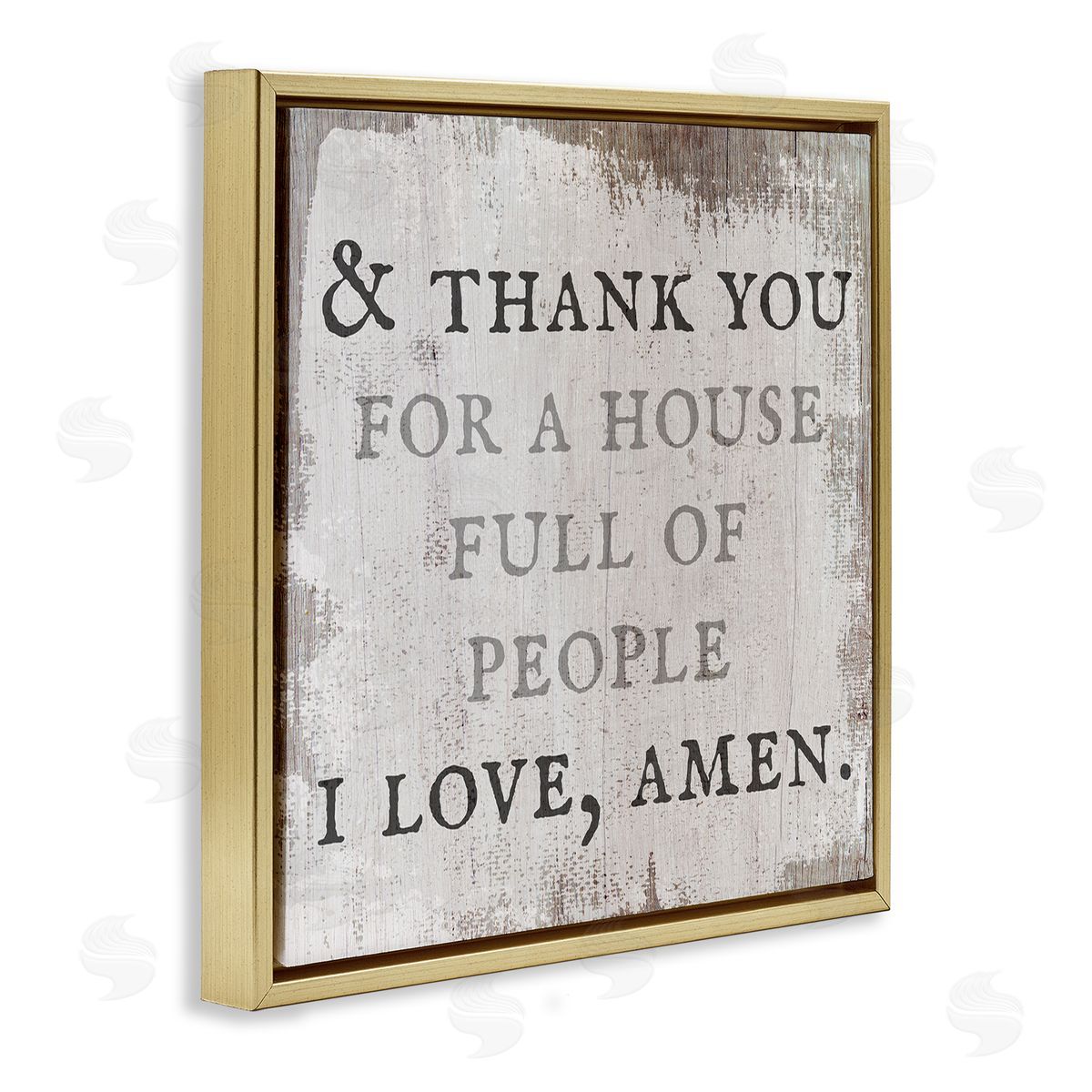 Stupell Studio House Full Of People Amen Phrase Rustic Family Gold Floating Frame Canvas Wall Art Print