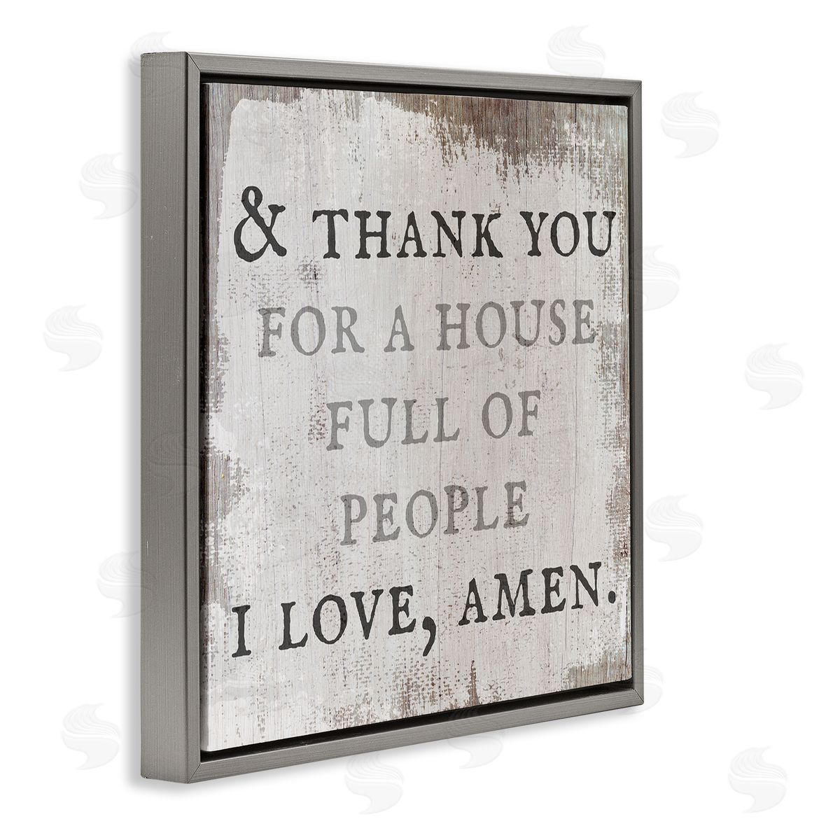 Stupell Studio House Full Of People Amen Phrase Rustic Family Gray Floating Frame Canvas Wall Art Print