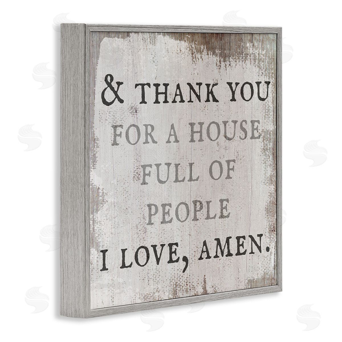 Stupell Studio House Full Of People Amen Phrase Rustic Family Gray Framed Glicee Wall Art Print