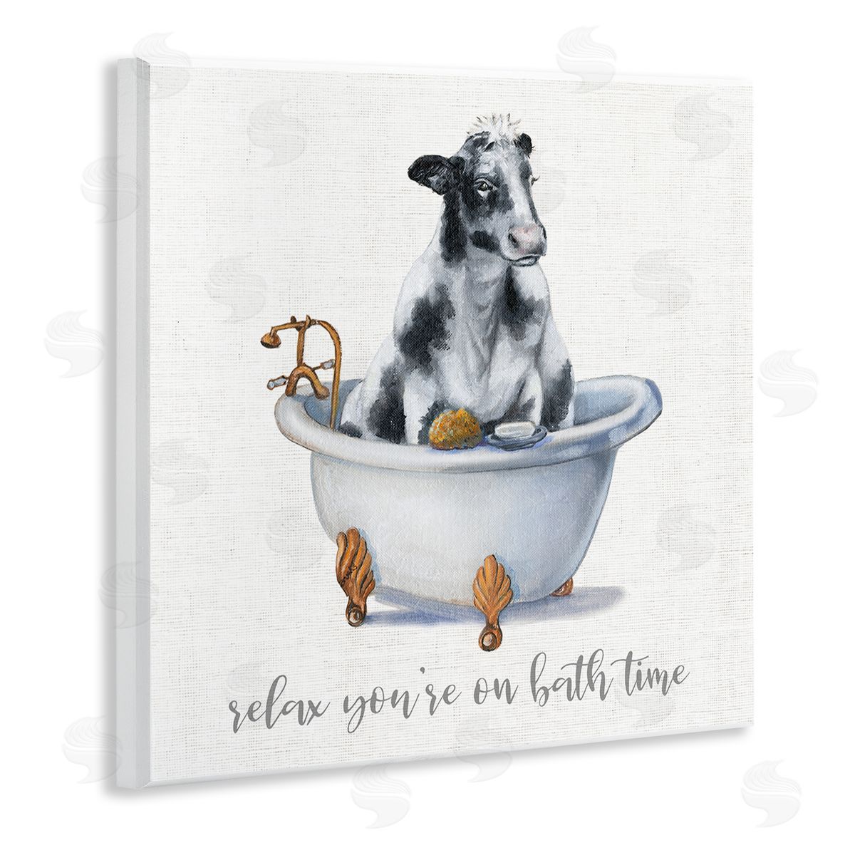 Donna Brooks Relax You're On Bath Time Dairy Cow Tub Wooden Wall Plaque Art Print