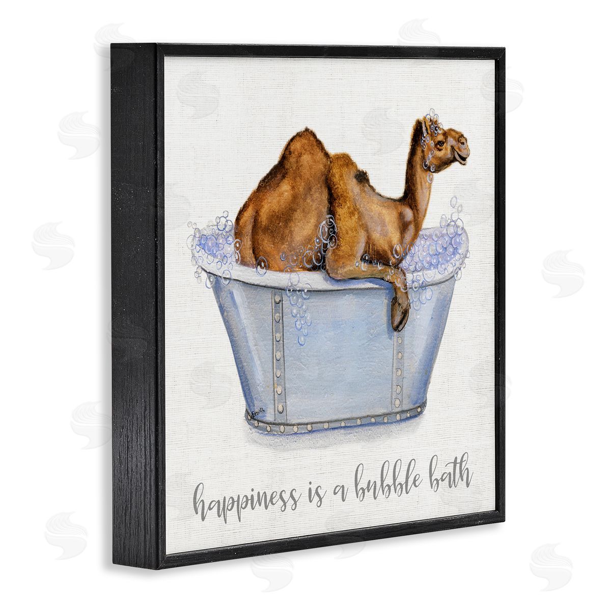 Donna Brooks Happiness Is a Bubble Bath Desert Camel Bathroom Black Framed Glicee Wall Art Print