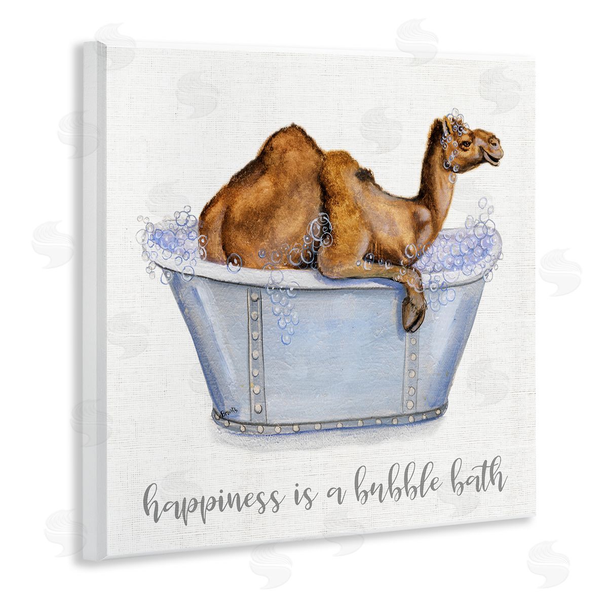 Donna Brooks Happiness Is a Bubble Bath Desert Camel Bathroom Wooden Wall Plaque Art Print
