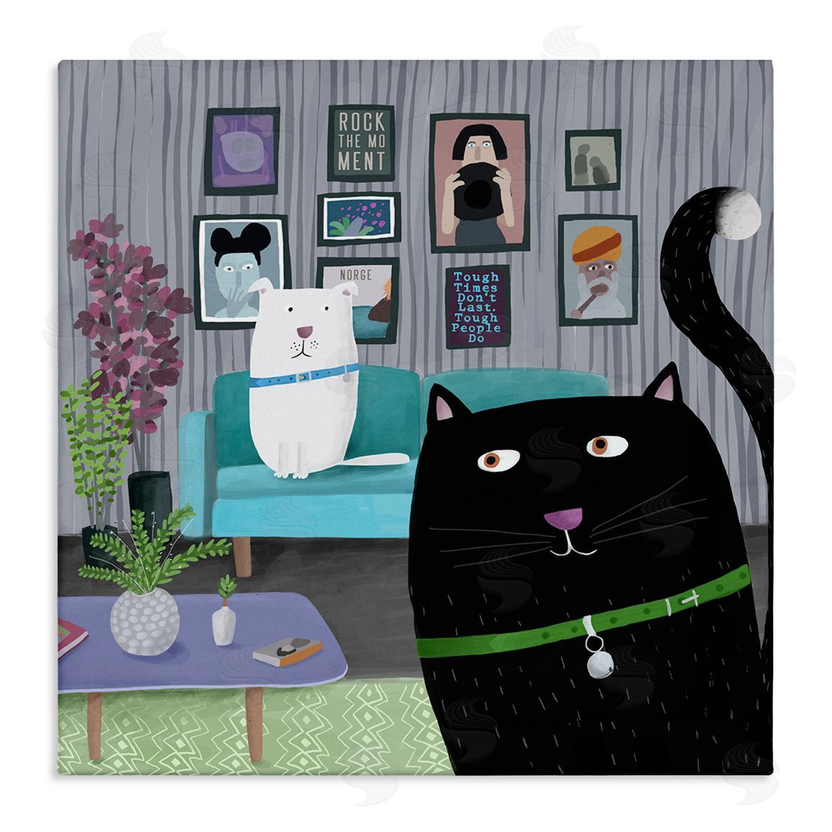Carla Daly Rock the Moment Phrase Family Pet Living Room Stretched Canvas Wall Art Print