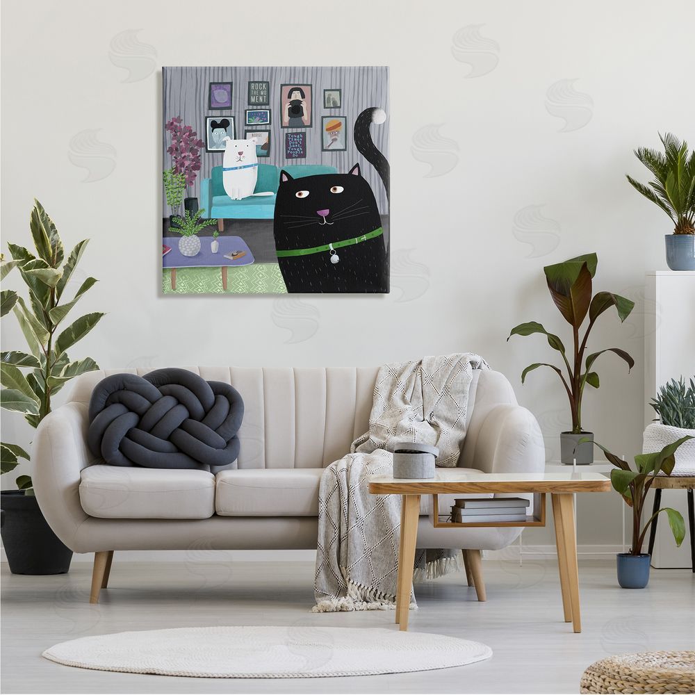 Carla Daly Rock the Moment Phrase Family Pet Living Room Canvas Wall Art in Room