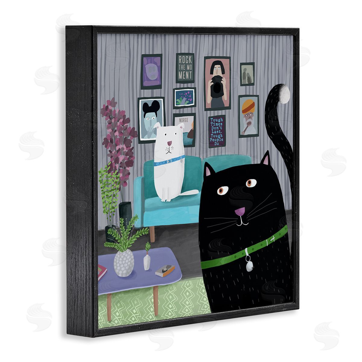 Carla Daly Rock the Moment Phrase Family Pet Living Room Black Framed Glicee Wall Art Print