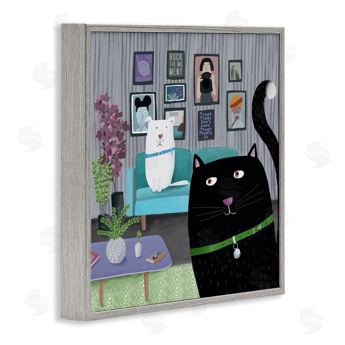 Carla Daly Rock the Moment Phrase Family Pet Living Room Gray Framed Glicee Wall Art Print