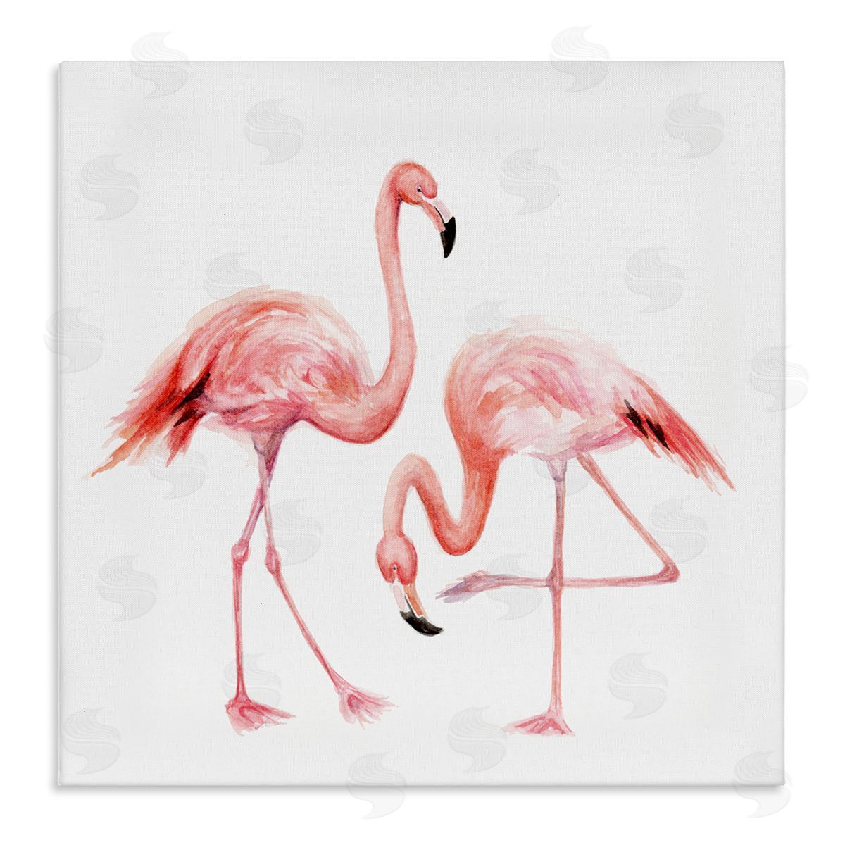 Fox Hollow Studios Bending Knee Flamingo Watercolor Portrait Children's Nursery Animals Stretched Canvas Wall Art Print