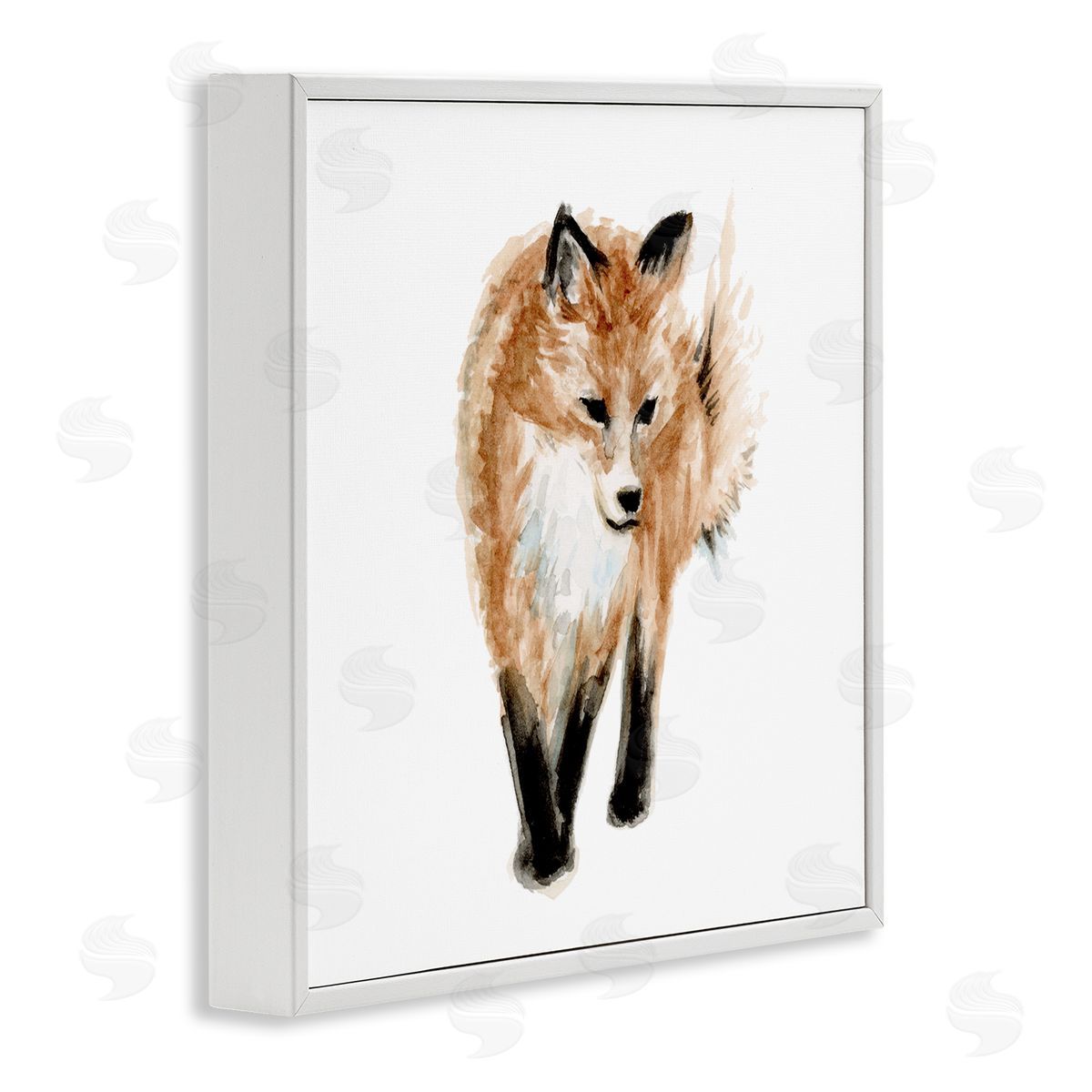 Fox Hollow Studios Red Fox Watercolor Painting Kids' Nursery Wild Animal White Framed Glicee Wall Art Print
