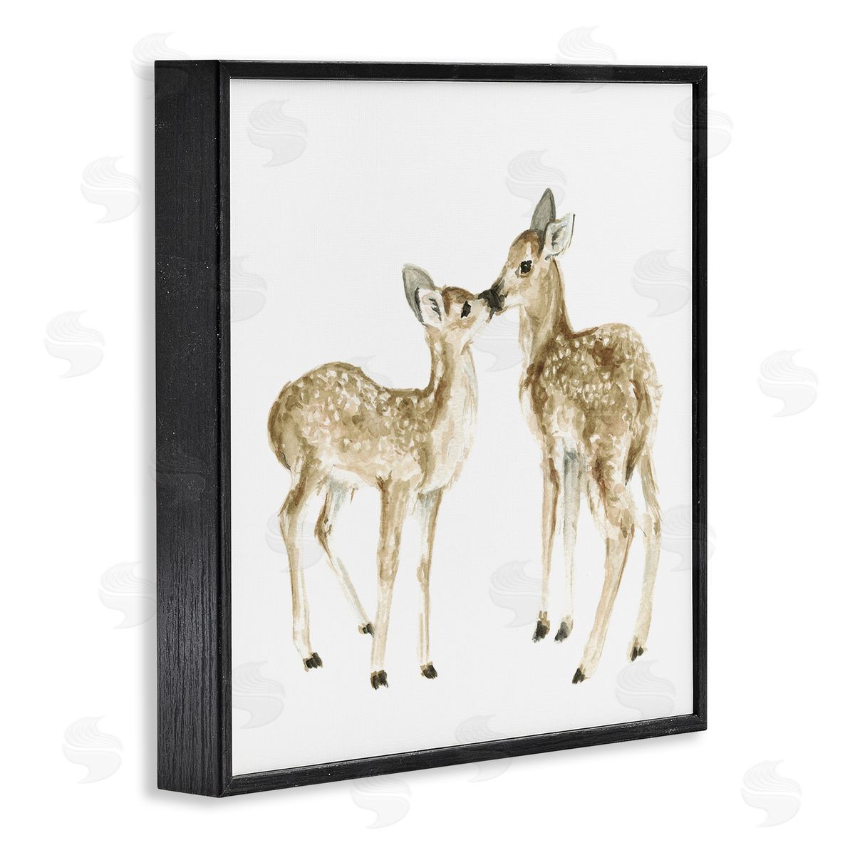 Fox Hollow Studios Baby Deer Fawn Watercolor Painting Kids' Nursery Animal Black Framed Glicee Wall Art Print