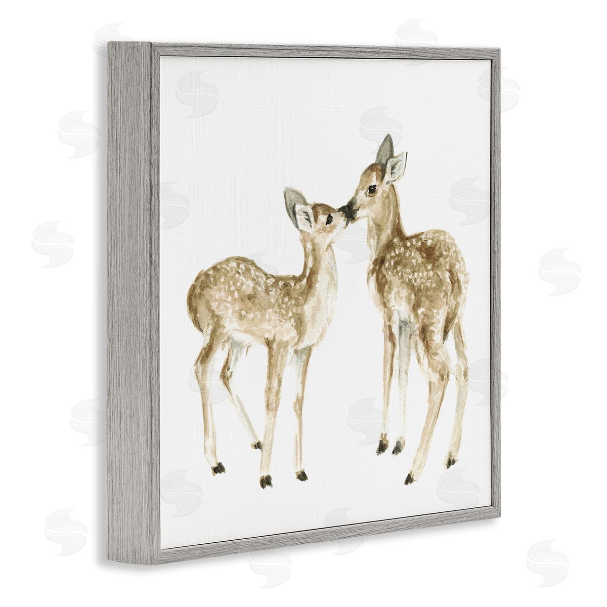 Fox Hollow Studios Baby Deer Fawn Watercolor Painting Kids' Nursery Animal Gray Framed Glicee Wall Art Print